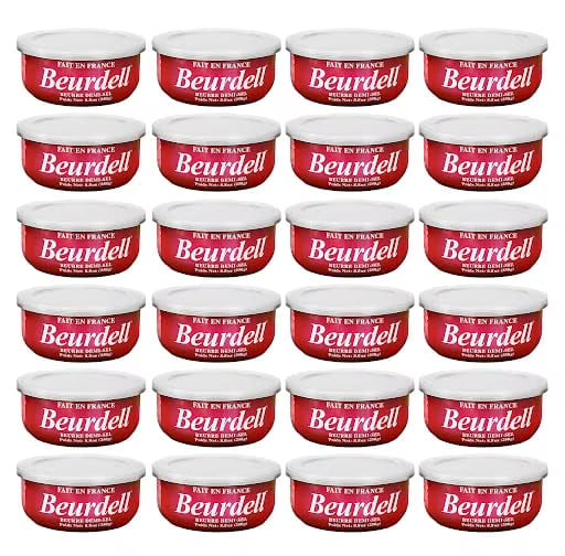 2026 NewBeurdell Canned French Butter �C 100% Natural Salted Pasteurized Real Butter | Long Shelf Life Emergency Survival Food | Great for Cooking, Baking, RV & Camping | Pull Top Lid | Pack of 24 | France