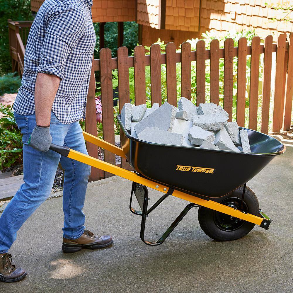 2026 True Temper R6STFFEC 6 cu. ft. Barrow in a Box Steel Wheelbarrow with Never Flat Tire and Steel Handles