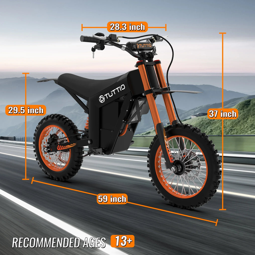 2026 NewTUTTIO Soleil01 Adult Electric Dirt Bike (with Branded Helmet), 2000W, 48V 21Ah Battery, 37Mph Full Suspension Mountain E-Bike, 200Nm Torque All-Terrain Electric Motorcycle