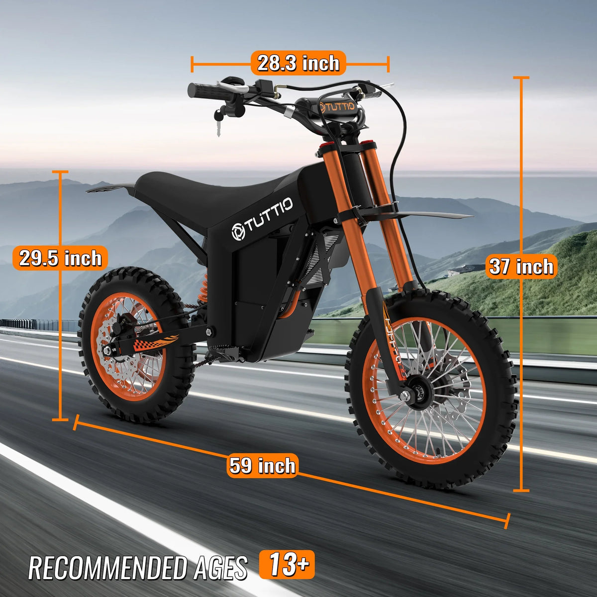 2026 NewTUTTIO Soleil01 Adult Electric Dirt Bike (with Branded Helmet), 2000W, 48V 21Ah Battery, 37Mph Full Suspension Mountain E-Bike, 200Nm Torque All-Terrain Electric Motorcycle