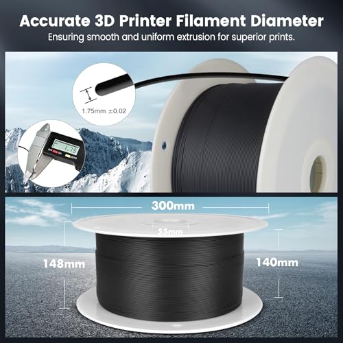 2026 SUNLU 4kg PLA 3D Printer Filament Bundle, Neatly Wound PLA Filament 1.75mm ±0.02mm, Individually Vacuum Packed, 4kg in Total, 1kg per Spool, 4 Pack, 4000g, 4Black