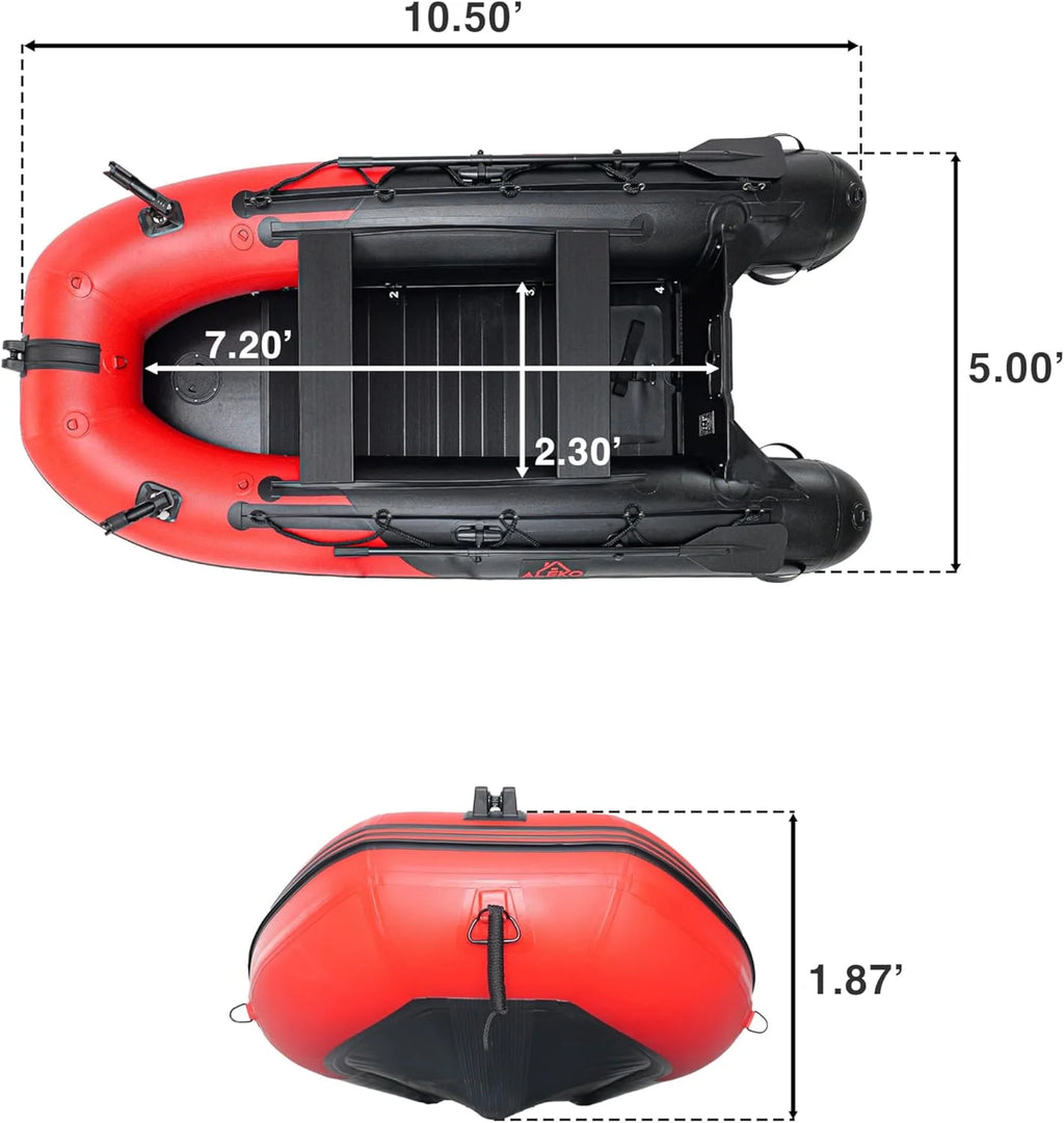 Inflatable Boat | Yacht Dinghy Tender Raft | Multi Person Fishing Boat | Aluminum Floor Oars | Fishing Rod Holders | Heavy-Duty PVC | 2026 Model |