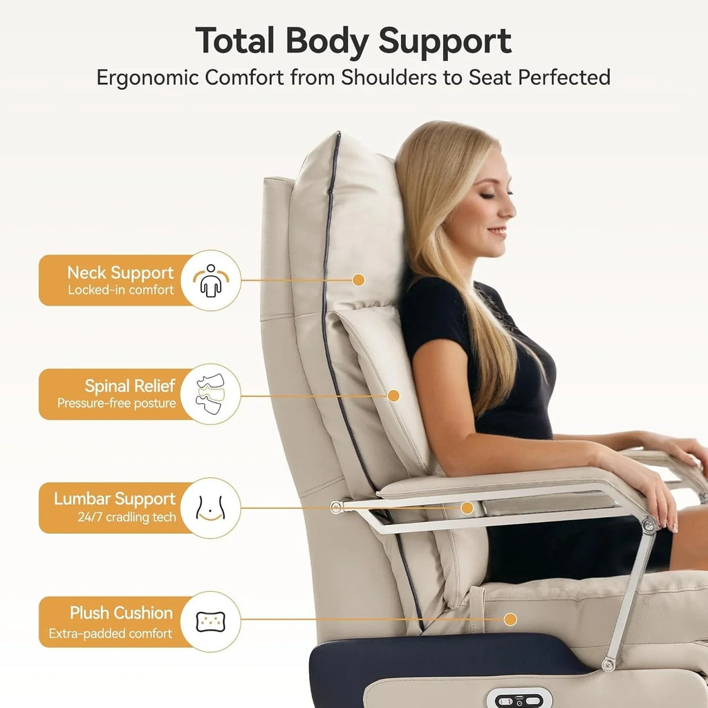 2026 NewM80 executive chair with two motors and footrest, for tall and heavy people, up to 190 kg, beige