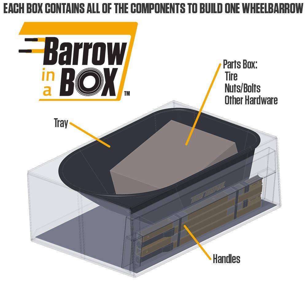 2026 True Temper R6STFFEC 6 cu. ft. Barrow in a Box Steel Wheelbarrow with Never Flat Tire and Steel Handles