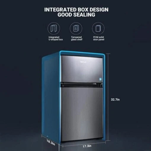2026 Compact 2-Door Mini Fridge with Freezer, 3.1 Cu.Ft, LED Light, Energy Efficient, Adjustable Temperature
