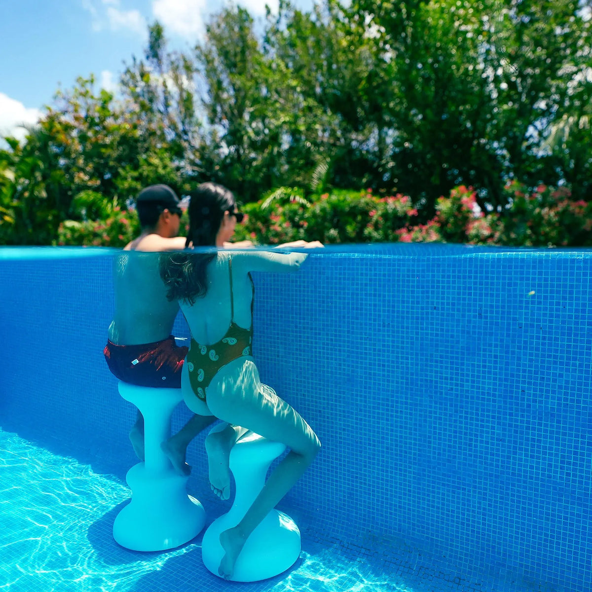 2026 NewDunn-Rite Products Made in USA Submersible Swim Up Pool Stools for Underwater Use, Bar Stool for Inside Pool and Patio Deck Seating, 24 Inch (1 Stool)