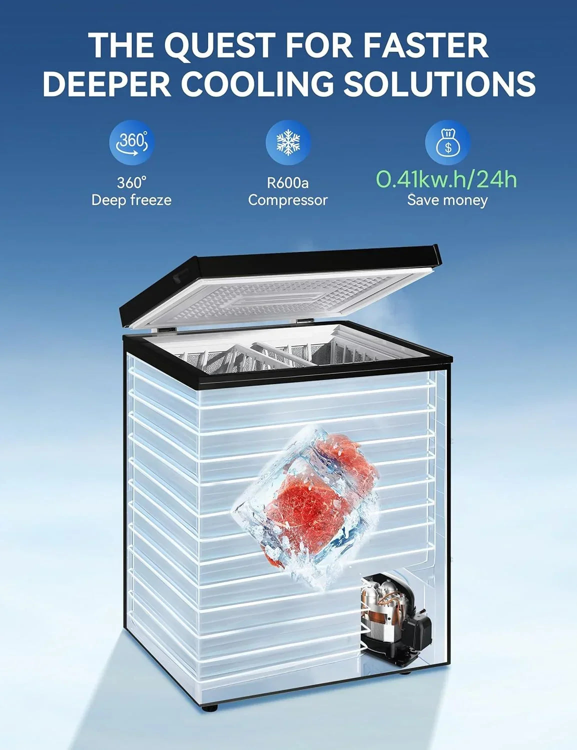 2026 7.0 Cu Ft Chest Freezer - Energy Efficient & Quiet Mini Freezer with Adjustable Thermostat - Compact Deep Freezer for Home, Apartment, and Garage - Removable Basket & Defrost Drain