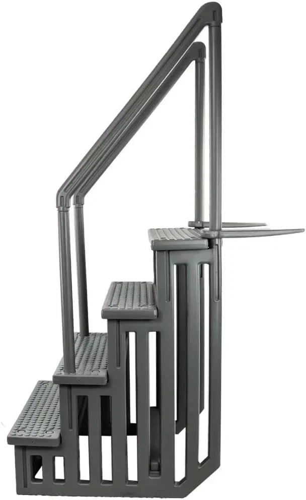 2026 NewNon-slip pool entrance steps | Gray | Suitable for above-ground pools | Can be installed on patios with a height of 122 to 137 cm | Maximum load capacity 136 kg