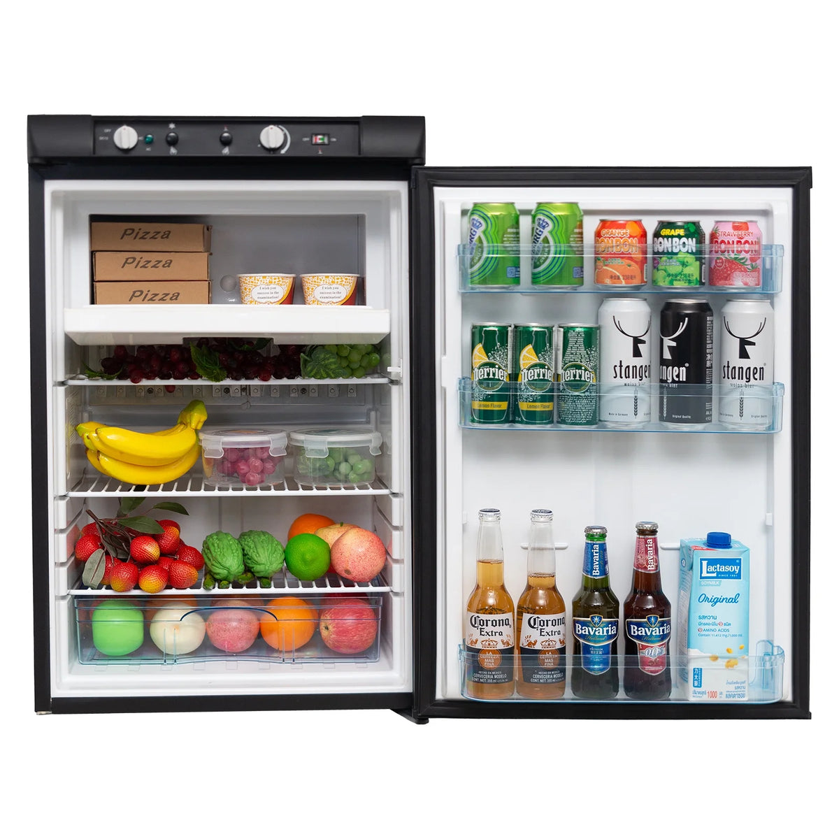 2026 SMAD 3.5 Cu ft 3 Way Fridge, Refrigerator Freezer Combo, 12V/110V/LPG Camping Offgrid RV Travel Cabin Truck Outdoor