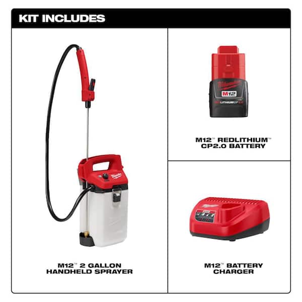 2026 M12 12-Volt 2 Gal. Lithium-Ion Cordless Handheld Sprayer Kit with 2.0 Ah Battery and Charger