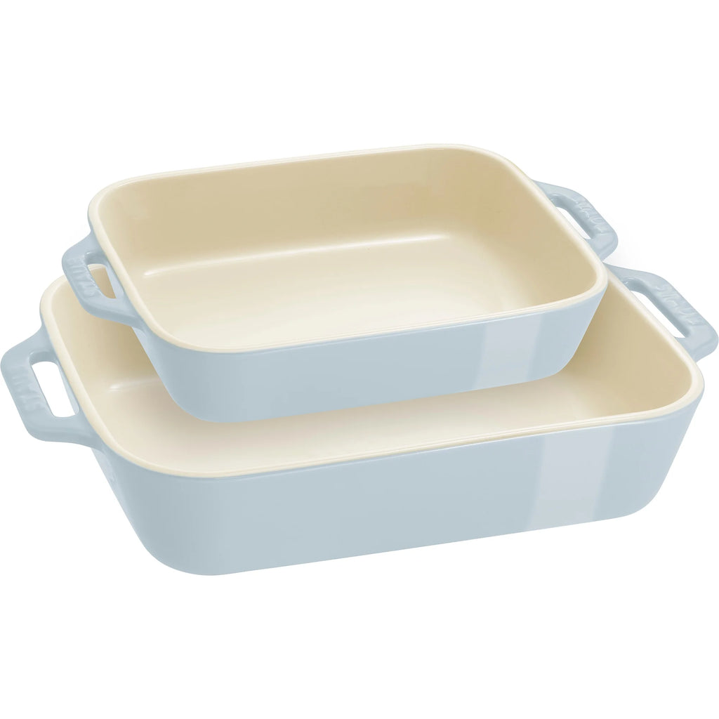 2026 Staub Ceramic 2-pc Rectangular Baking Dish Set - Macaron Pastel Blue
