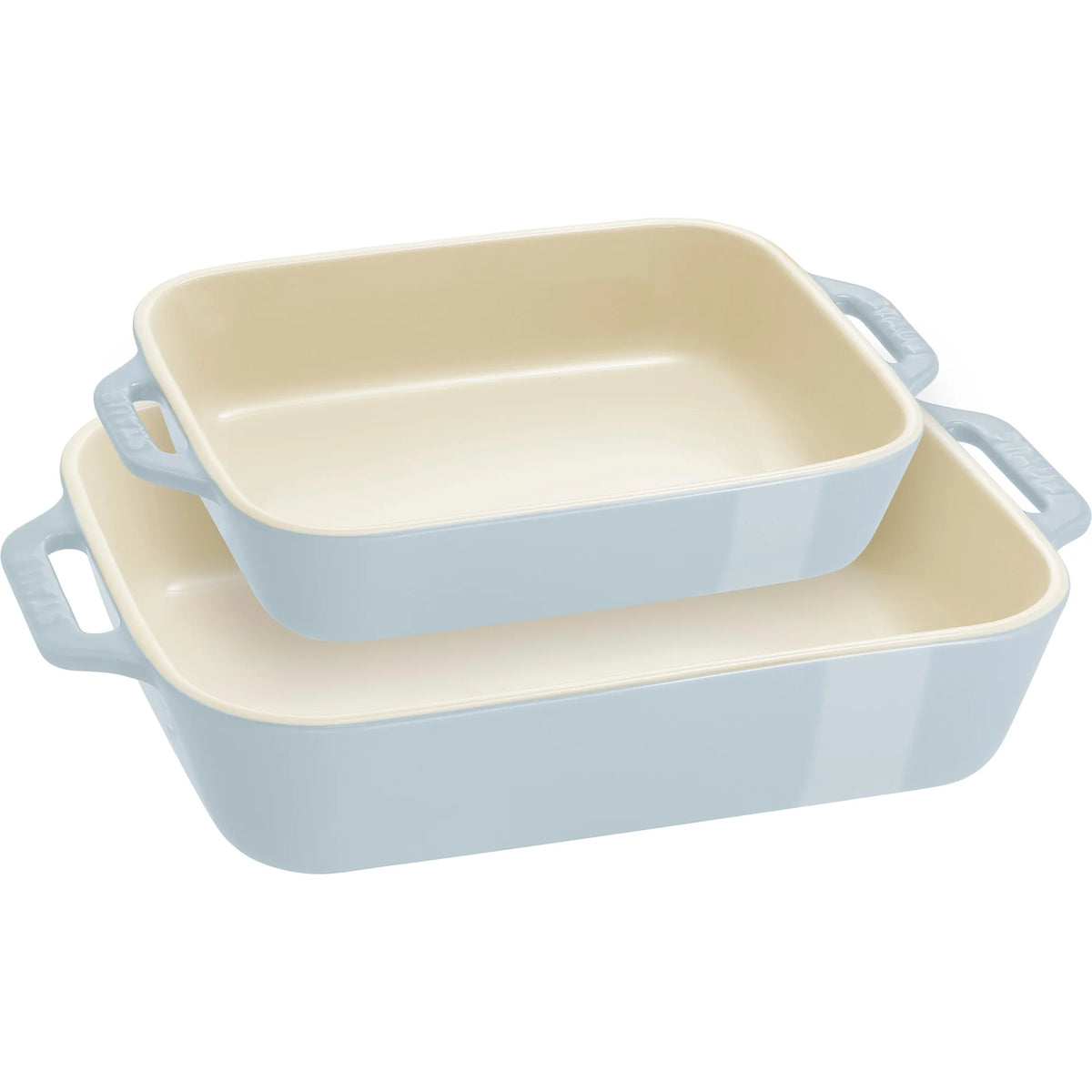 2026 Staub Ceramic 2-pc Rectangular Baking Dish Set - Macaron Pastel Blue