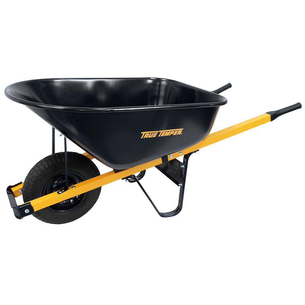 2026 True Temper R6STFFEC 6 cu. ft. Barrow in a Box Steel Wheelbarrow with Never Flat Tire and Steel Handles
