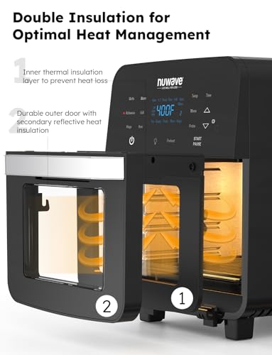 2026 Brio Air Fryer Oven, 15.5Qt X Large Family Size, SS Rotisserie Basket &Skewer Kit, Reversible Ultra Non Stick Grill/Griddle Plate, Powerful 1800W, Integrated Smart Thermometer,Black: Home & Kitchen