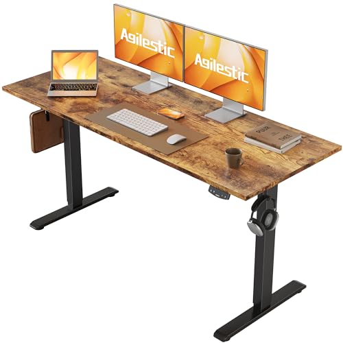 2026 Agilestic Electric Standing Desk, 48 x 24 Inches Height Adjustable Desk, Sit Stand up for Work Office Home, Ergonomic Rising Computer Table with Memory Preset, Rustic Brown