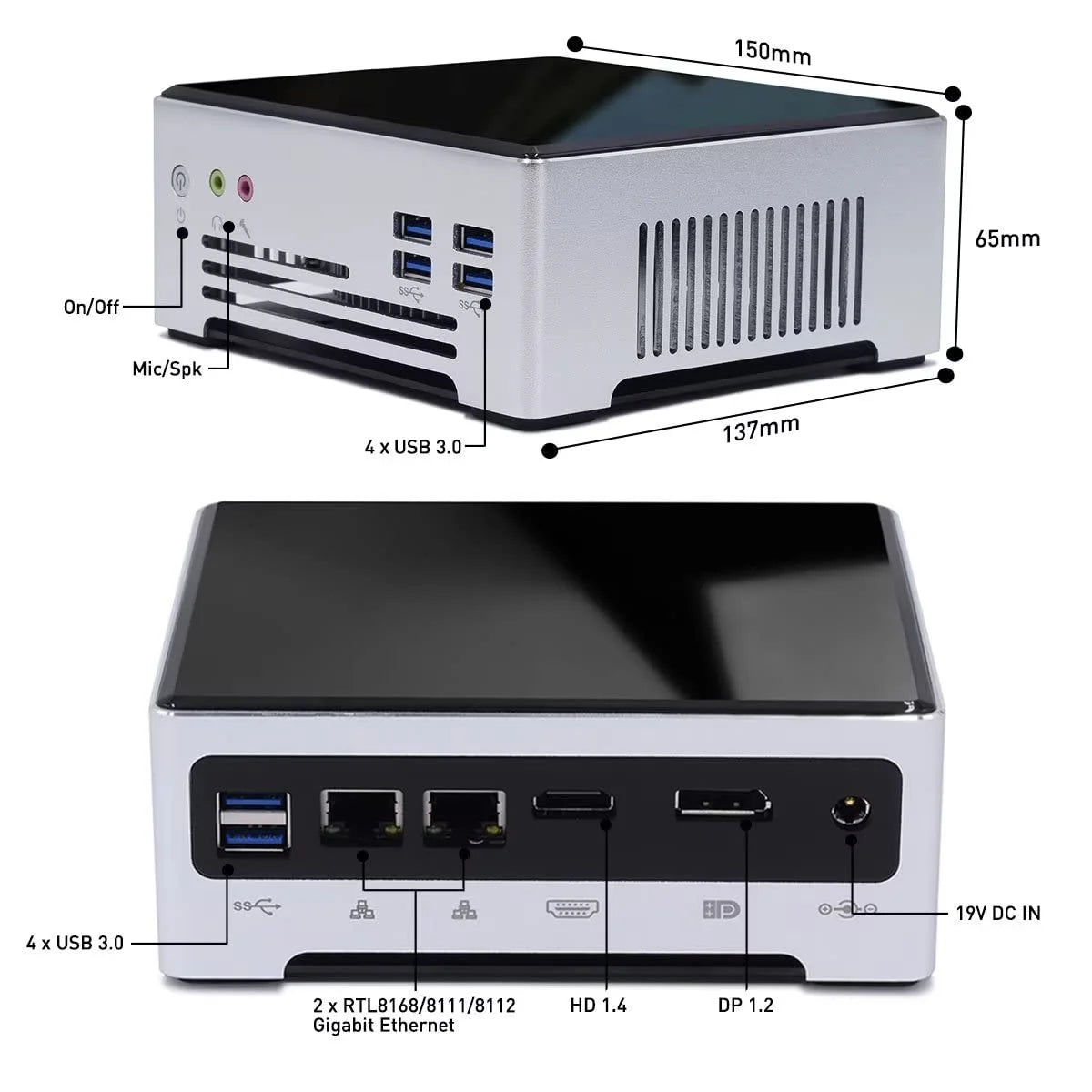 2026 WEIDIAN NUC Mini PC Octa Core i9 10880H Mini Desktop Computer Windows 11 Pro DDR4 16GB RAM 1TB SSD RJ45 Gigabit Ethernet HD & DP Ports 6USB 3.0 WiFi BT 4.2 Daily Office Micro PC Built in Fan