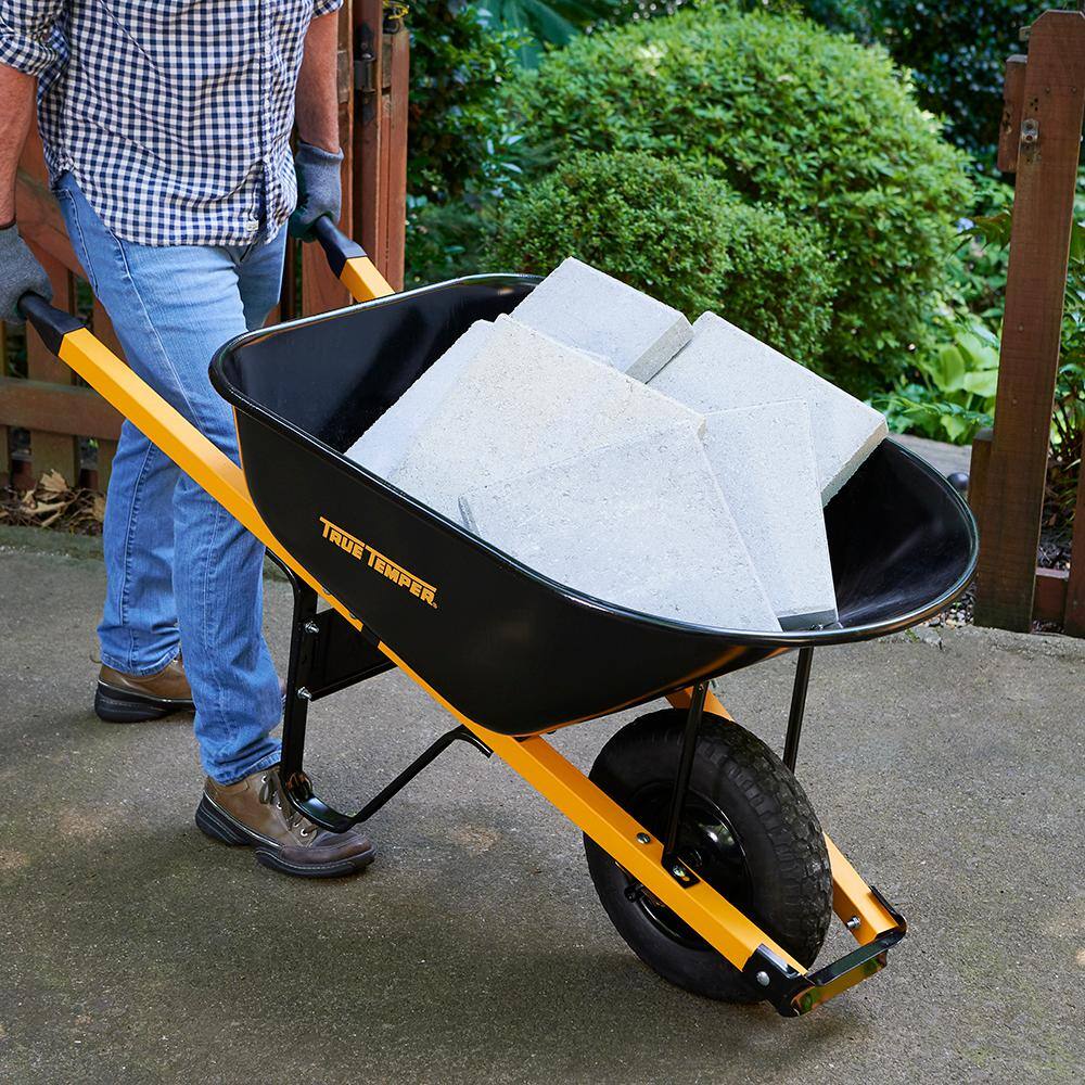 2026 True Temper R6STFFEC 6 cu. ft. Barrow in a Box Steel Wheelbarrow with Never Flat Tire and Steel Handles