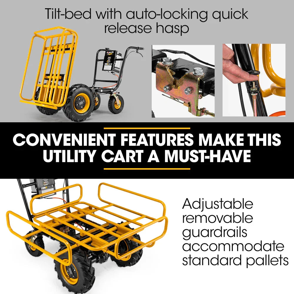 2026 40V Battery Powered Material Handling Dumper Wheelbarrow Motorised Electric, 300kg Capacity