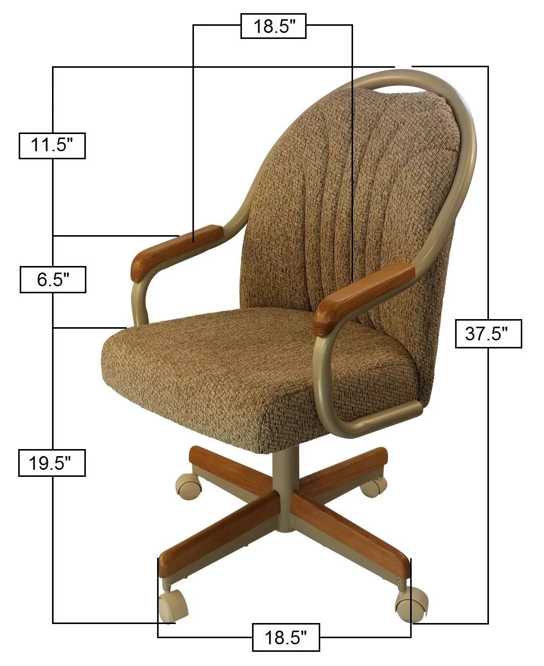 2026 Caster Chair Company Britney Swivel Tilt Caster Arm Chair in Wheat Tweed Fabric