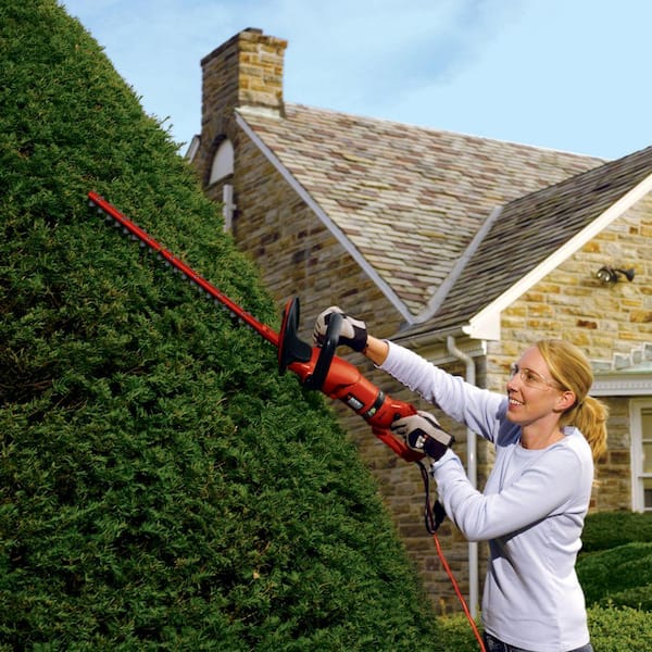 2026 24 in. 3.3 Amp Corded Dual Action Electric Hedge Hog Trimmer with Rotating Handle