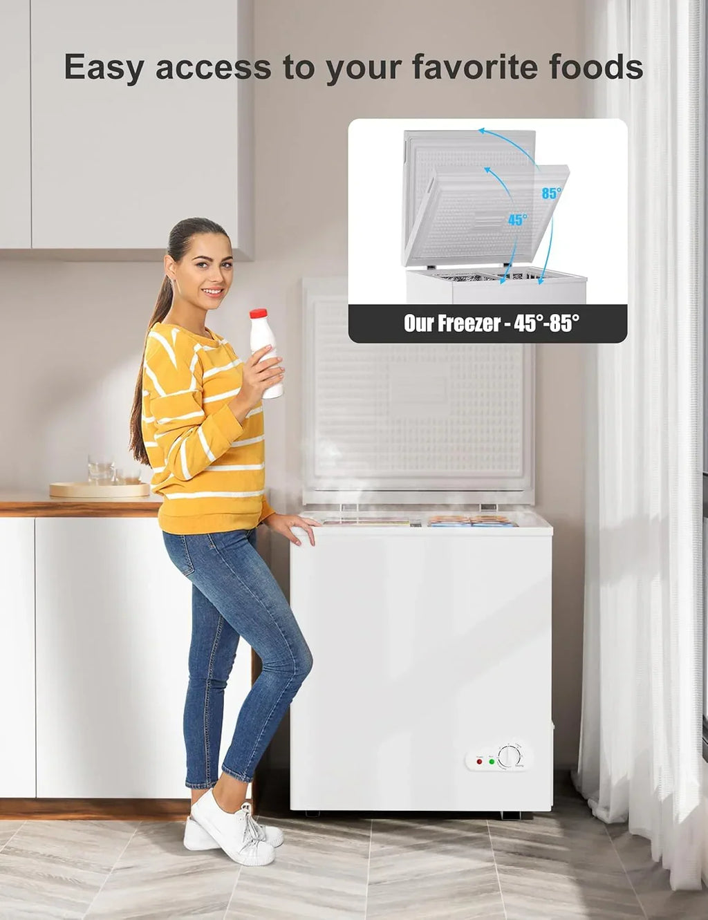 2026 7.0 Cu Ft Chest Freezer - Energy Efficient & Quiet Mini Freezer with Adjustable Thermostat - Compact Deep Freezer for Home, Apartment, and Garage - Removable Basket & Defrost Drain