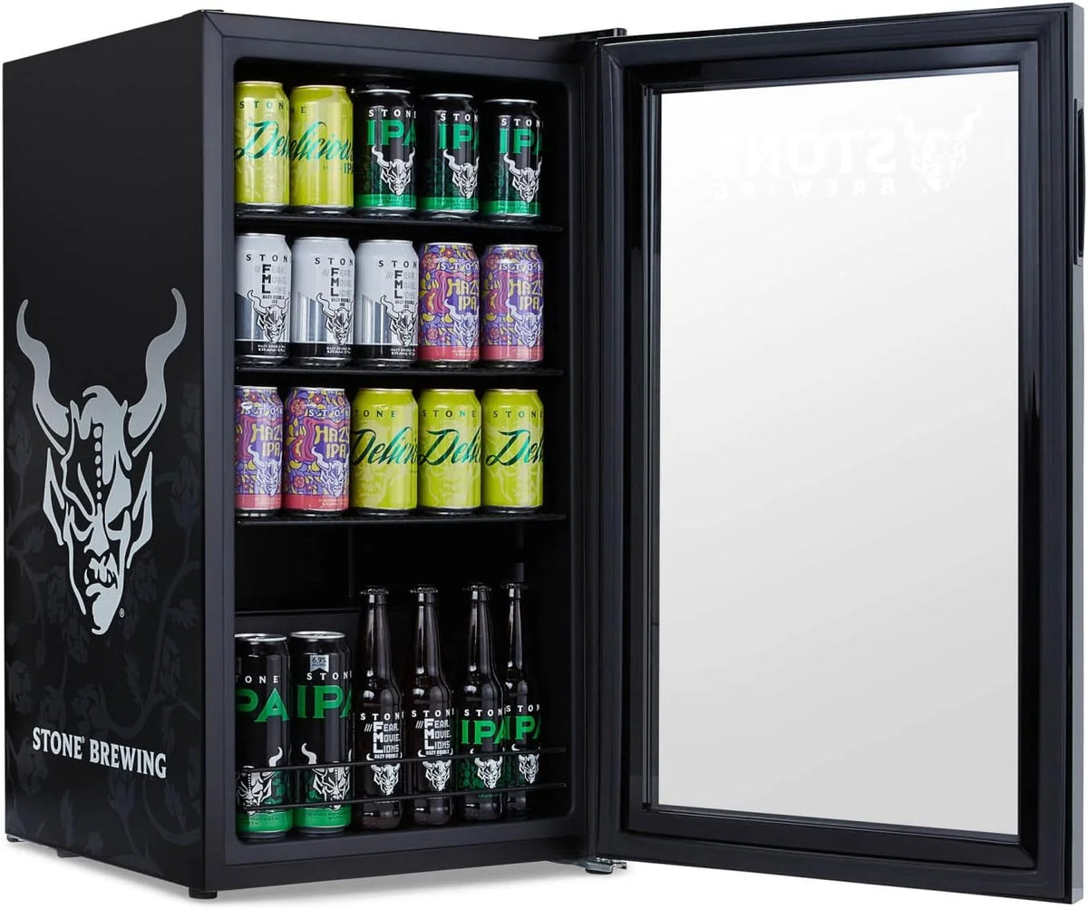 2026 Beverage Refrigerator Cooler | 126 Cans Free Standing with Right Hinge Glass Door | Mini Fridge Beverage Organizer Perfect For Beer, Wine, Soda, And Cooler Drinks