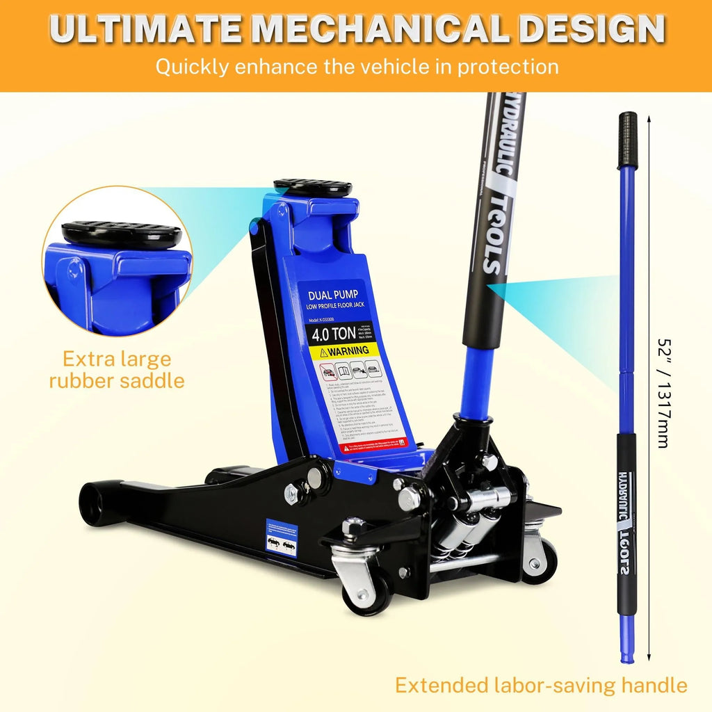 2026 4-Ton Floor Jack, Low Profile Car Jack, Heavy-Duty Trolley Jack Car Lift with Dual Pump Pistons, Lifting Range 4"-21", 8000LBS