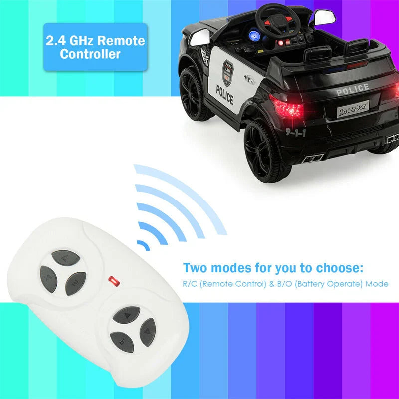 2026 Kids Ride On Police Car 12V Battery Powered Electric Riding Toy Truck Car with LED Siren Flashing Light