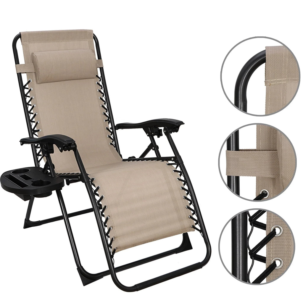 2026 NewHomGarden 2 Pack Steel Zero-Gravity Chair - Beige