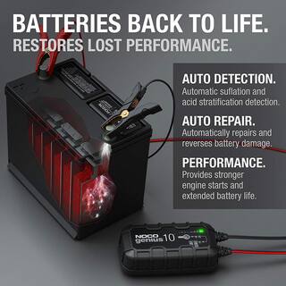 2026 NOCO GENIUS GENIUS10 10-Amp Fully-Automatic Smart Charger 6V 12V Battery Charger Battery Maintainer Genius10