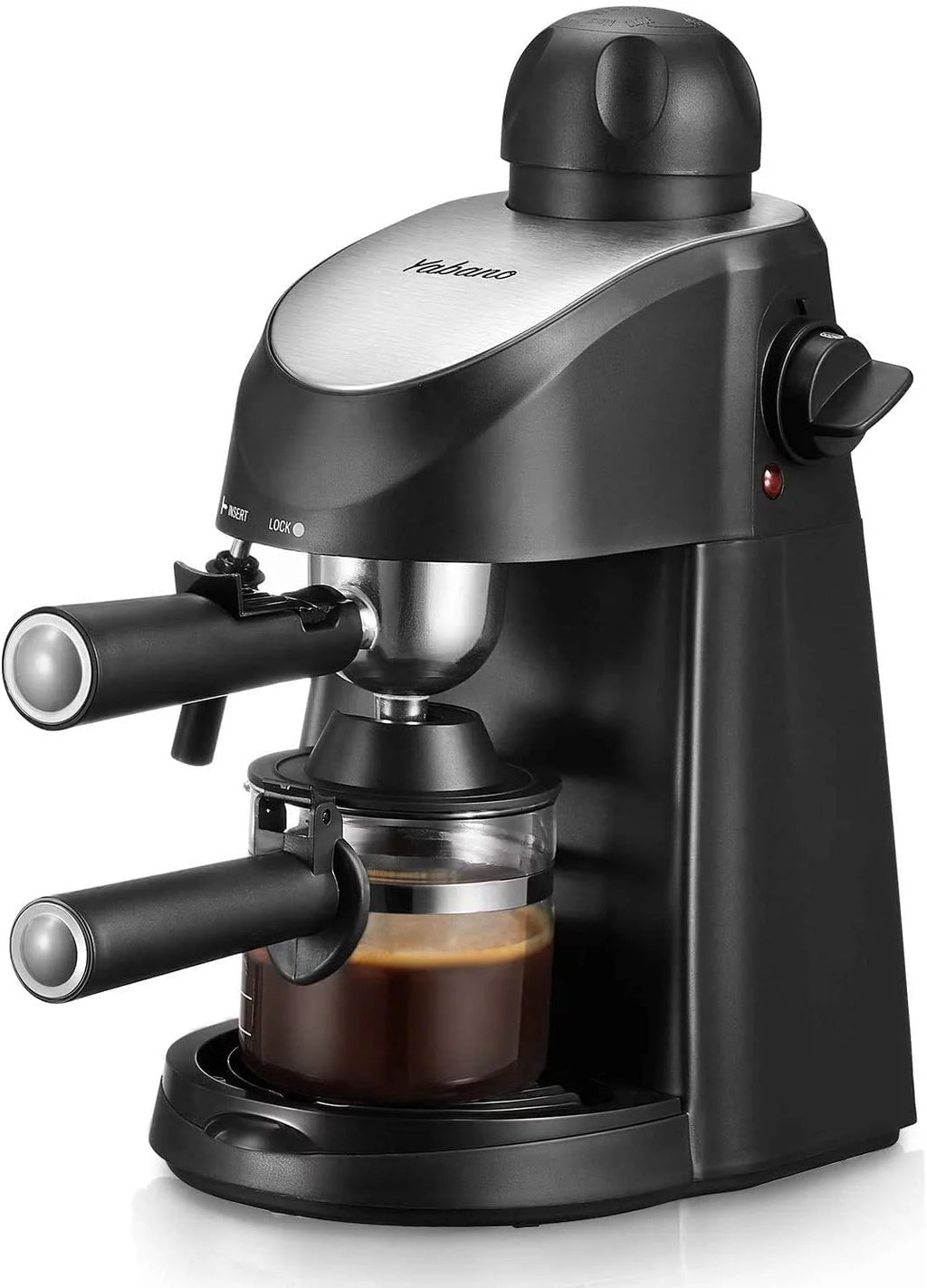 2026 Espresso Machine, Yabano 3.5 Bar 4 Cup Steam Espresso Cappuccino Maker with Milk Frother, 800W, Black