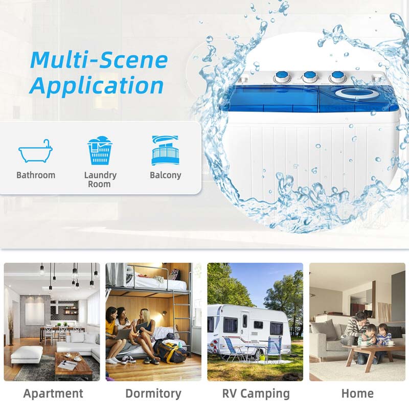2026 26 LBS 2-in-1 Portable Washing Machine with Drain Pump, Twin Tub Top Load Washer Dryer Combo for RV Dorm