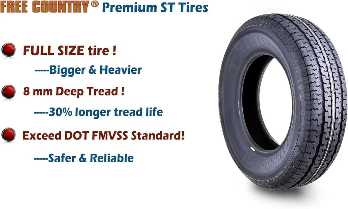 2026 NewSet of 4 heavy-duty trailer tires ST205/75R15 205 75 15 10-ply, load class E, steel-belted radial tires with abrasion protection