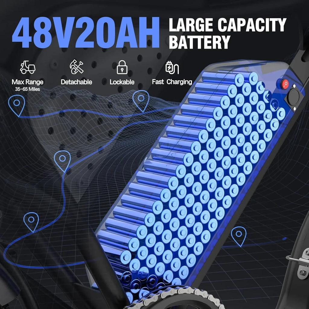 2026 2000W 52V All-Terrain Fat Tire Electric Bike for Adults, 30-180 Mile Range