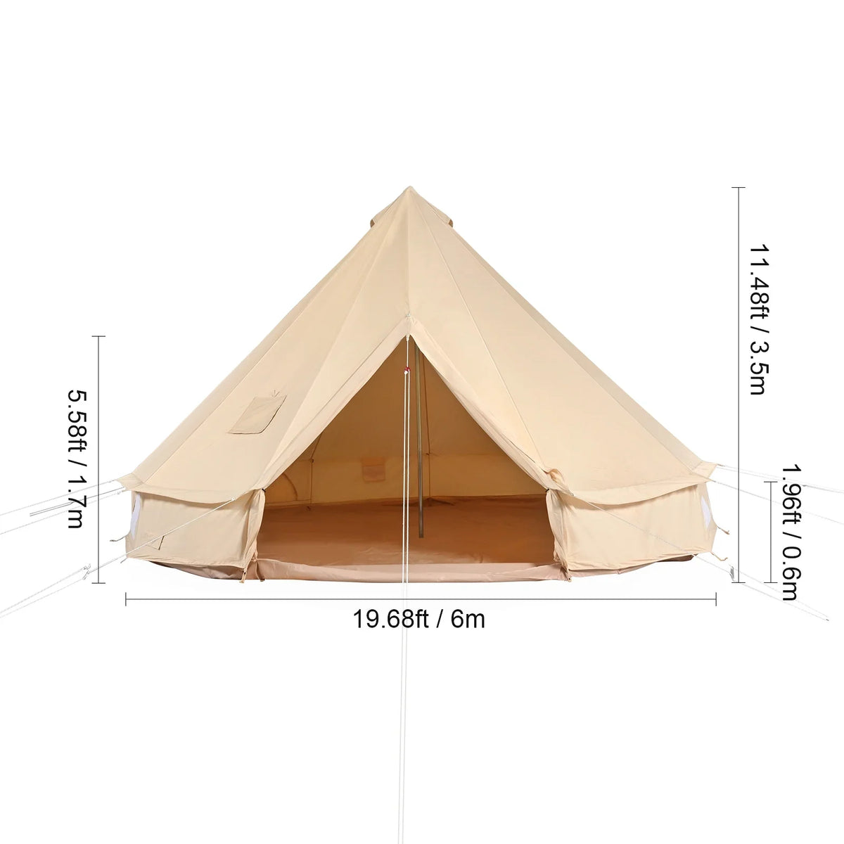 2026 NewKFFKFF Canvas Bell Tent 6m/19.68ft 4-Season Camping Yurt Tent with Stove Jack