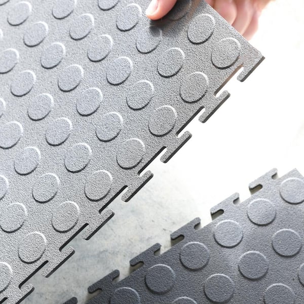 2026 Gray Raised Coin 18 in. x 18 in. x 3.1 mm Rubber Interlocking Modular Flooring Tiles, 6-Pack (13.5 sq. ft.)