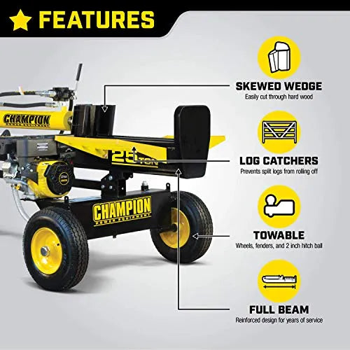 2026 100251 25-Ton Horizontal/Vertical Full Beam Gas Log Splitter with Auto Return