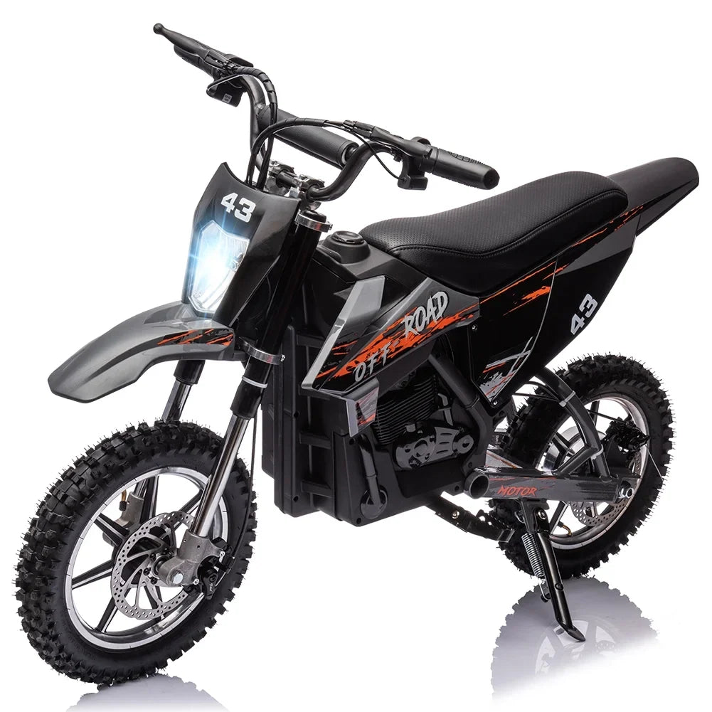 2026 NewElectric Dirt Bike for Kids,36V Ride on Motorcycle,Up to 15.5MPH,350W Brushless Motor,LED Headlight,Leather Seat,Front and Back Brakes,Electric Motorcycle for Kids Age 8-16,Max Load 175lbs