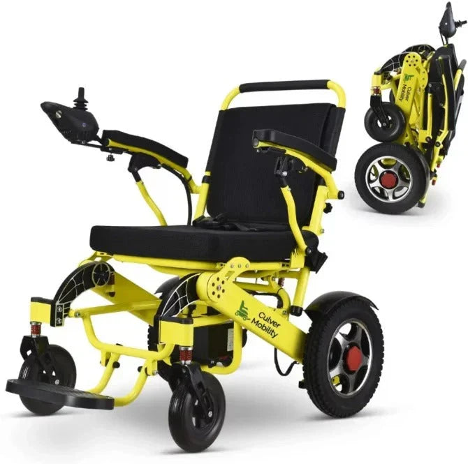 2026 Electric Power Wheelchair Scooter Fold Lightweight Folding Safe Electric Wheelchair Motorized FDA Approved Aviation Travel (Free Wheelchair RAMP Gift) (Silver-17.5 inc)