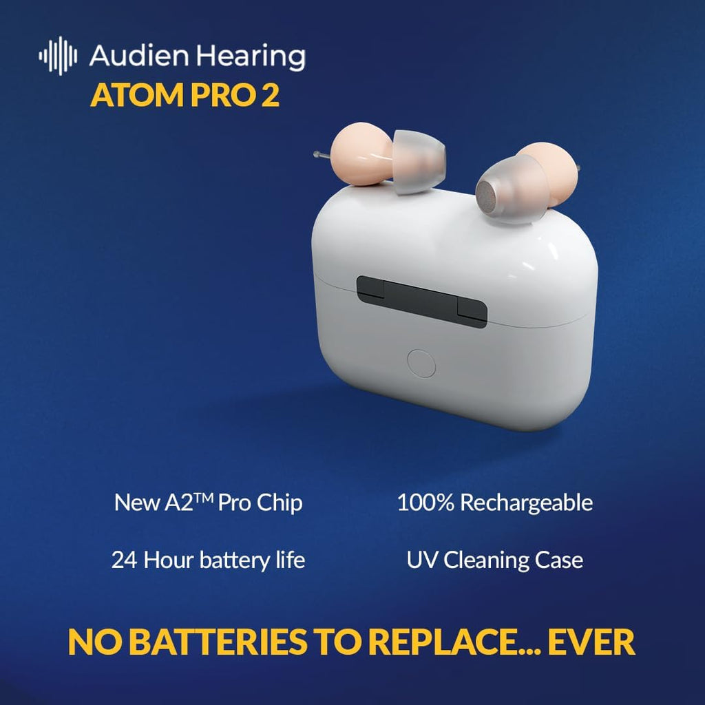 2026 Audien ATOM PRO 2 Wireless Rechargeable Hearing Aid, Invisible
