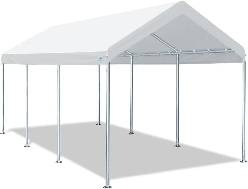 2026 10x20 ft Heavy Duty Carport Potable Car Canopy Garage Party Tent Boat Shelter, Adjustable Height from 9.5 ft to 11 ft, Beige