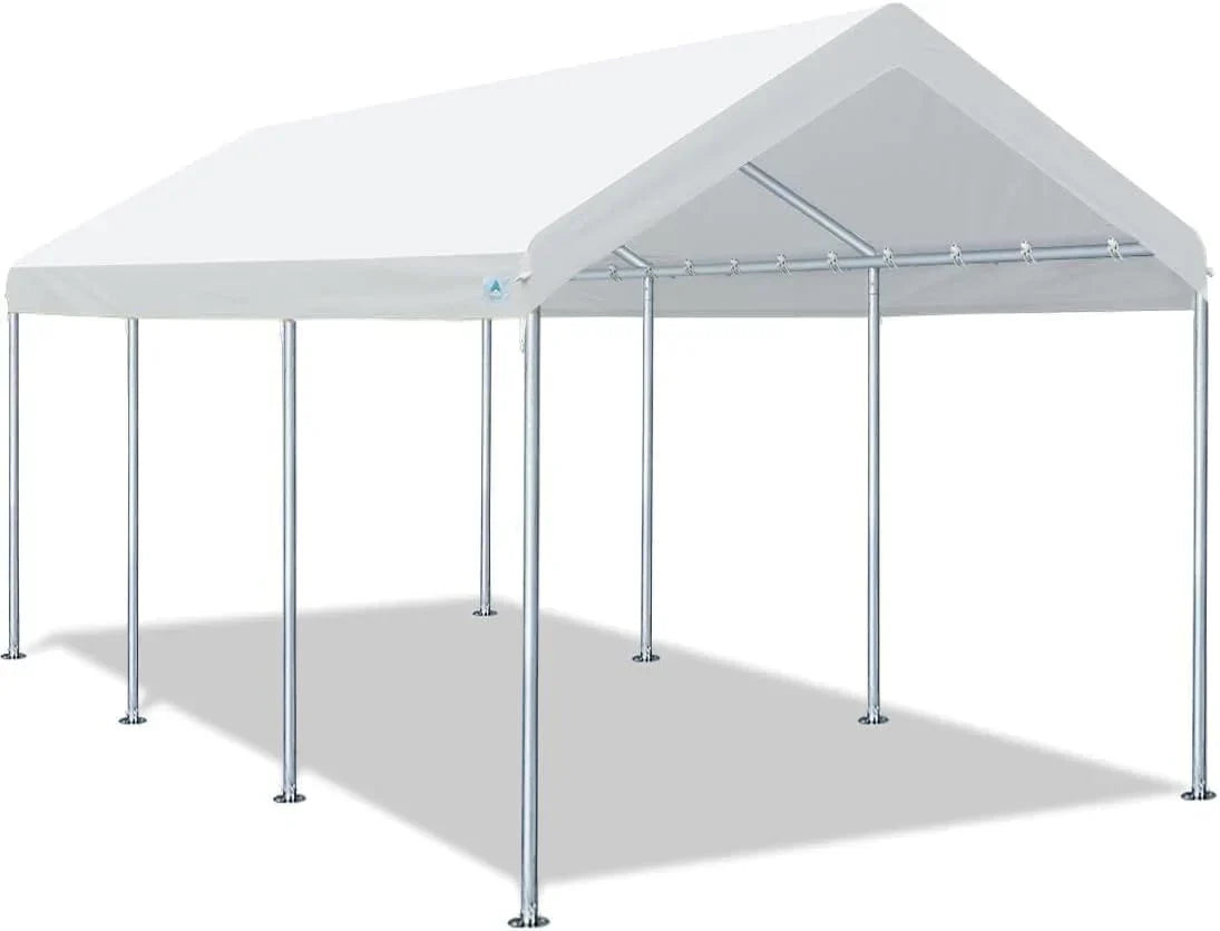 2026 10x20 ft Heavy Duty Carport Potable Car Canopy Garage Party Tent Boat Shelter, Adjustable Height from 9.5 ft to 11 ft, Beige