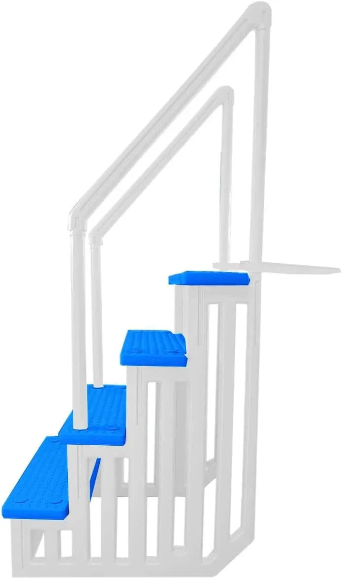 2026 NewNon-slip pool entrance steps | Gray | Suitable for above-ground pools | Can be installed on patios with a height of 122 to 137 cm | Maximum load capacity 136 kg