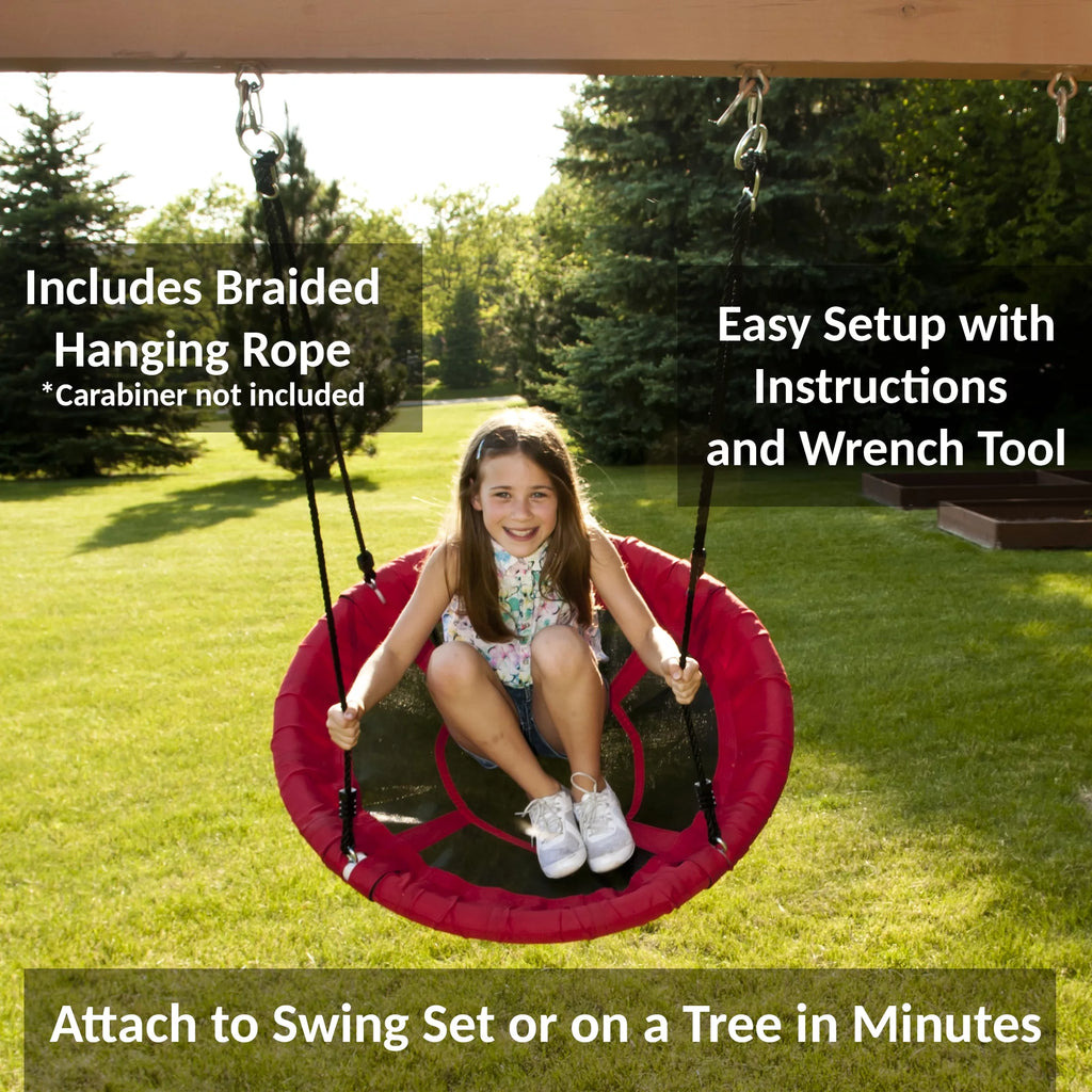 2026 WonkaWoo Little Flyers Platform Tree Swing, 40" Saucer Platform with Adjustable Height, Red