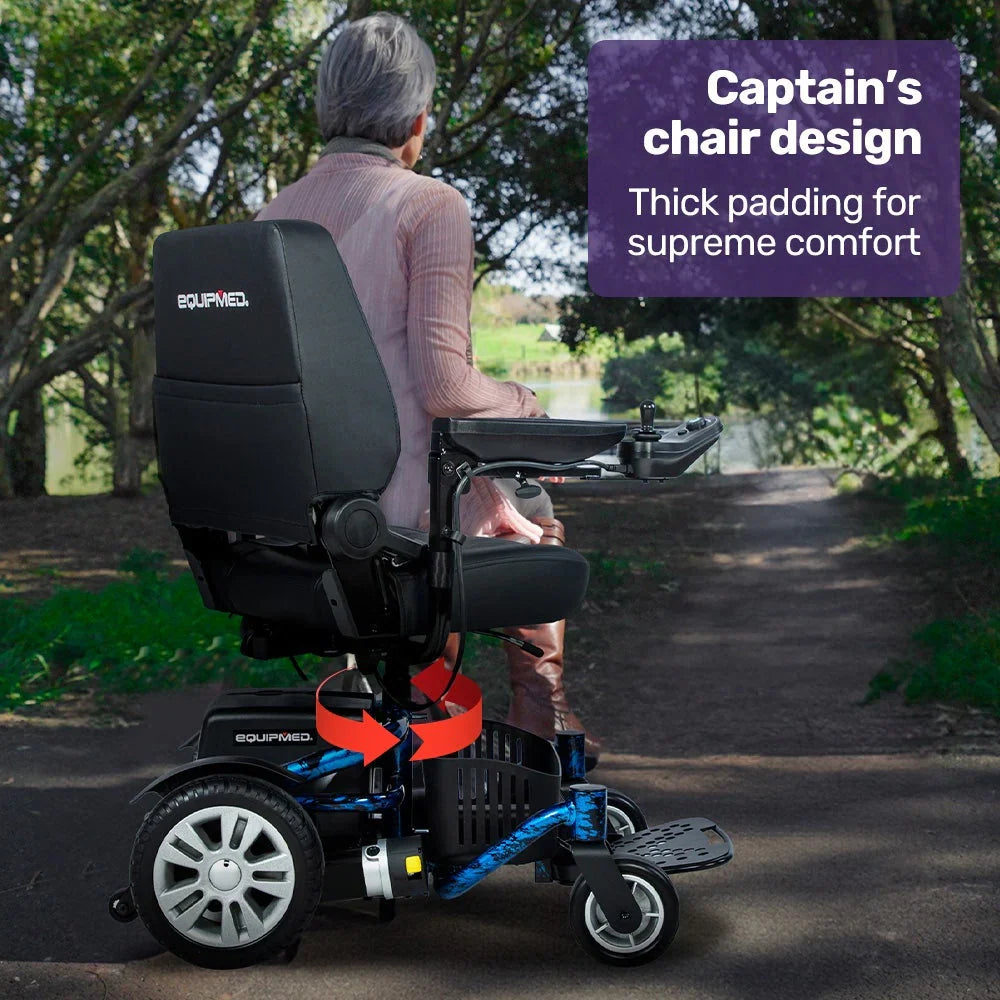 2026 Heavy Duty Electric Wheelchair, Up to 20km Range, Ultra-Comfortable, Great Turning Circle, Safe Stable Non-Slip Anti-Roll Back Power Chair, Blue