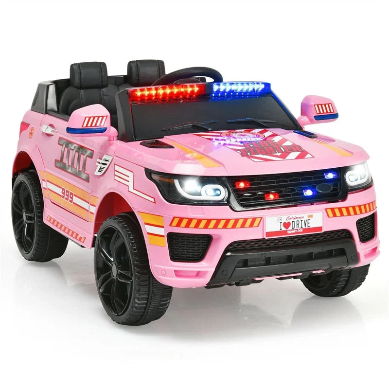 2026 Kids Ride On Police Car 12V Battery Powered Electric Riding Toy Truck Car with LED Siren Flashing Light