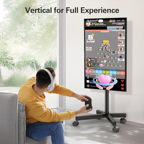 2026 Perlegear Rolling TV Stand for 23-60 Inch LCD LED OLED 4K Smart TVs Holds up to 88lbs, Mobile TV Stand with Height Adjustable, Tilting TV Cart with Locking Wheels Max VESA 400x400mm, PGTVMC16