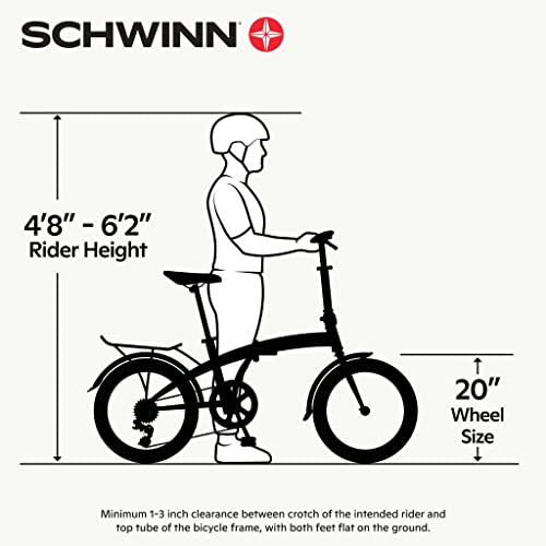 2026 Schwinn Loop Adult Folding Bike for Men and Women, 20-inch Wheels, 7-Speed Drivetrain