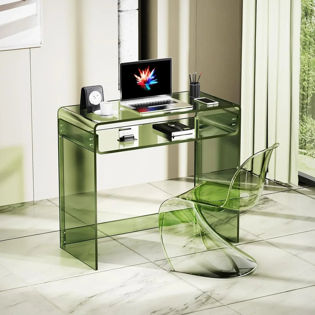 2026 Acrylic Desk Laptop Workstation Study Table Home Office Console Table Entrance Tables Decor (Green)
