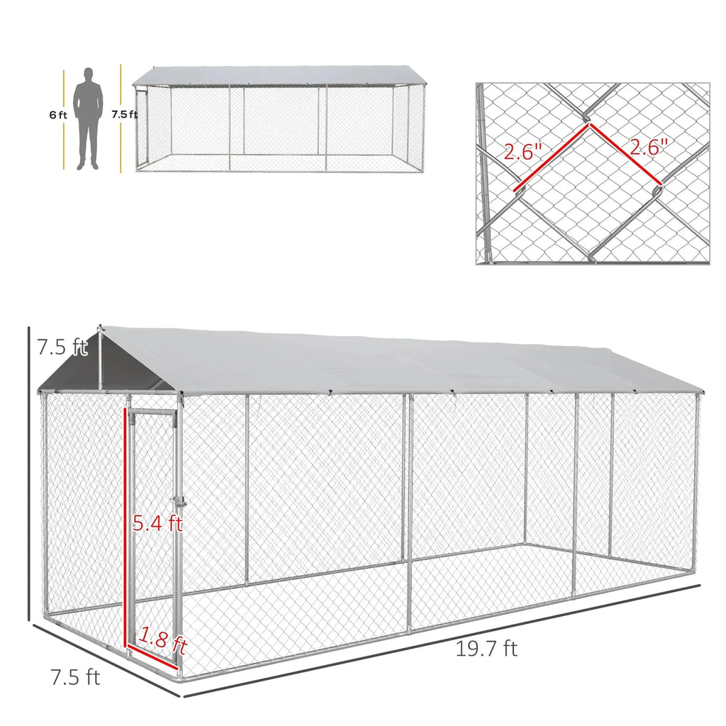 2026 19.7' x 7.5' x 7.5' Outdoor Dog Kennel W/ Waterproof Roof